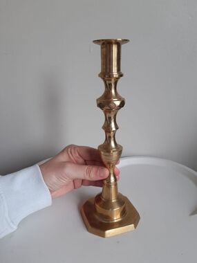 Large Brass Candlestick Holder - Classic Gold Finish